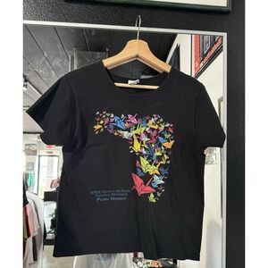 Vintage Y2K Pearl Harbor Double Sided Senbazuru Legend Black T-Shirt Size Small